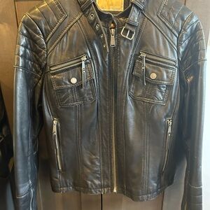 Michael Kors Quilted Black Leather Jacket